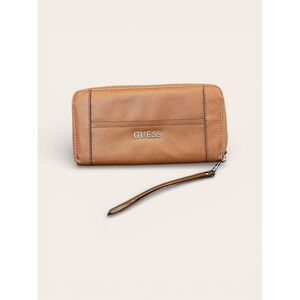 GUESS Brown Zip-Around Wristlet Wallet Women's Clutch Classic